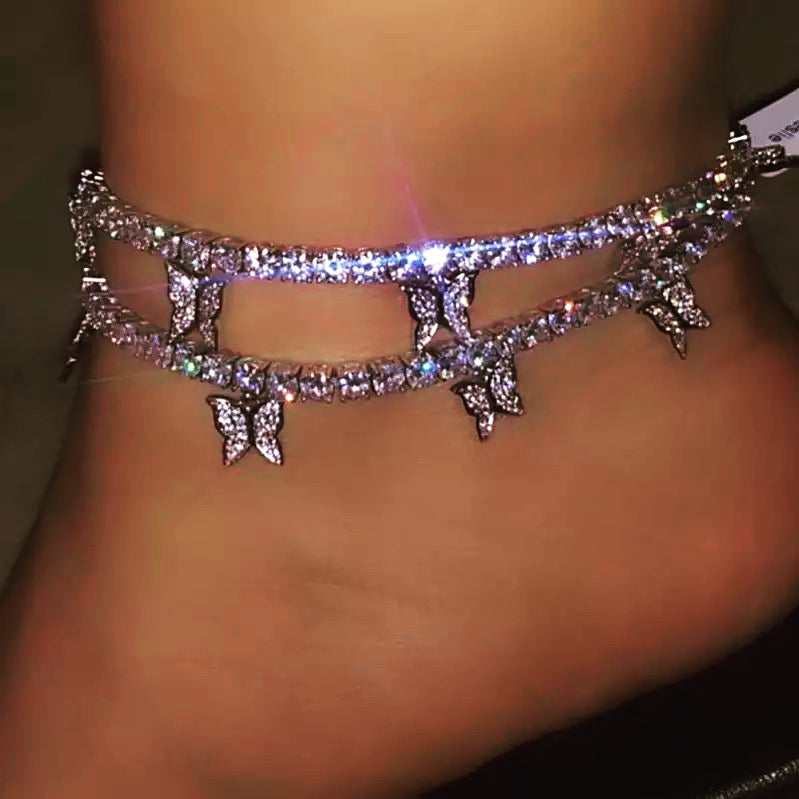 Tennis Chain  Butterfly Anklet.