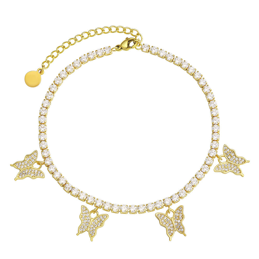 Tennis Chain  Butterfly Anklet.