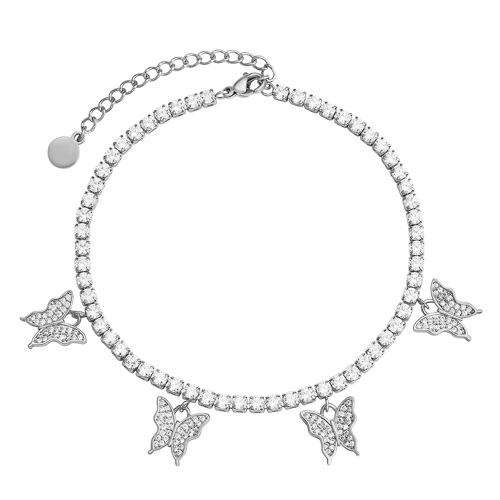 Tennis Chain  Butterfly Anklet.
