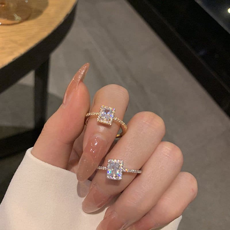 Rectangle Cubic Zirconia Stone Ring.