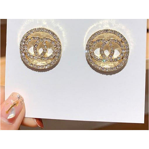 Crystal Round Stud Earrings.