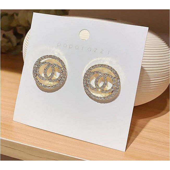 Crystal Round Stud Earrings.