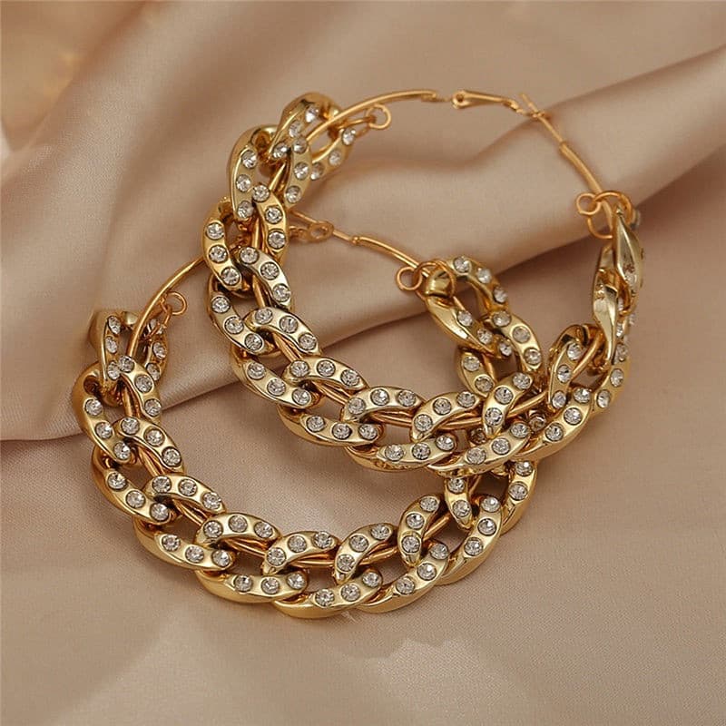 Cuban Link Large Hoop Earring.