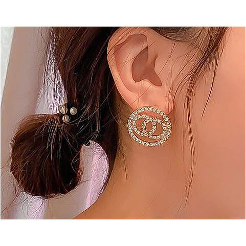 Crystal Round Stud Earrings.