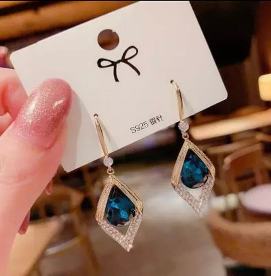 Blue Crystal Earrings.