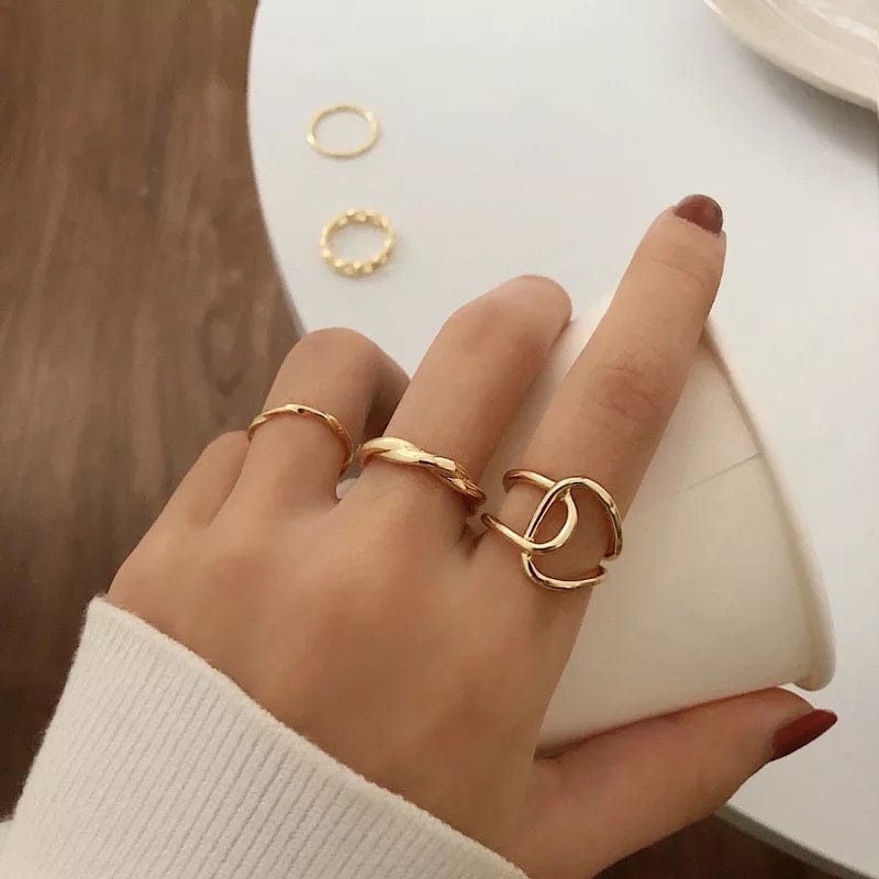 Gold 5Pc Ring Set – Luxor BY TB - Main Image