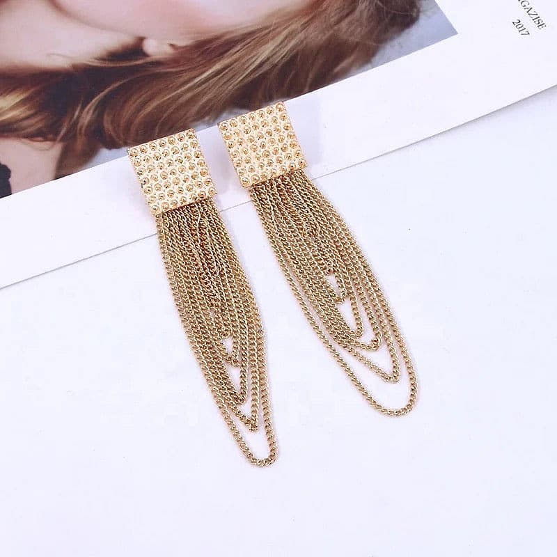 Gold Chain Earrings.