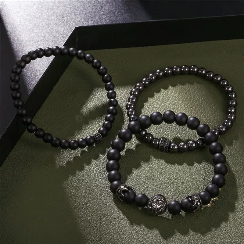 Men's 3 pc Beaded Bracelet Set