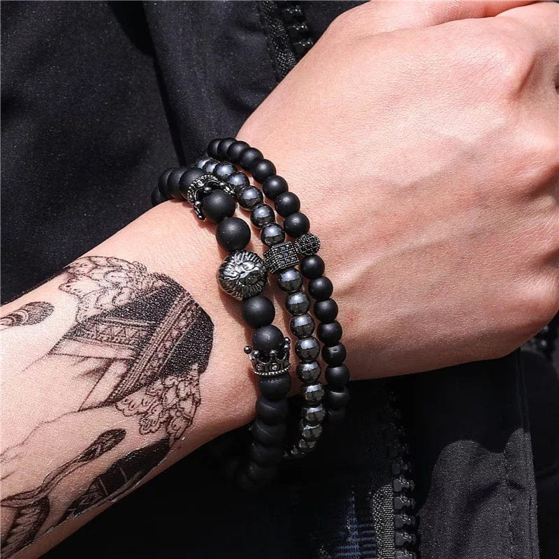 Men's 3 pc Beaded Bracelet Set