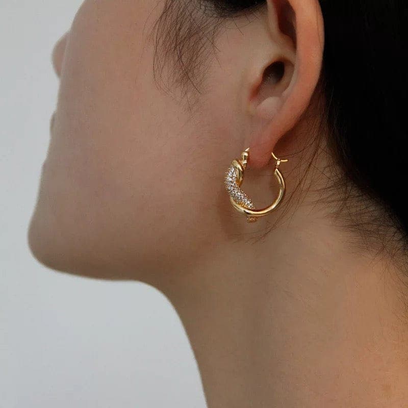 Cubic Zirconia Twisted Hoop Earrings