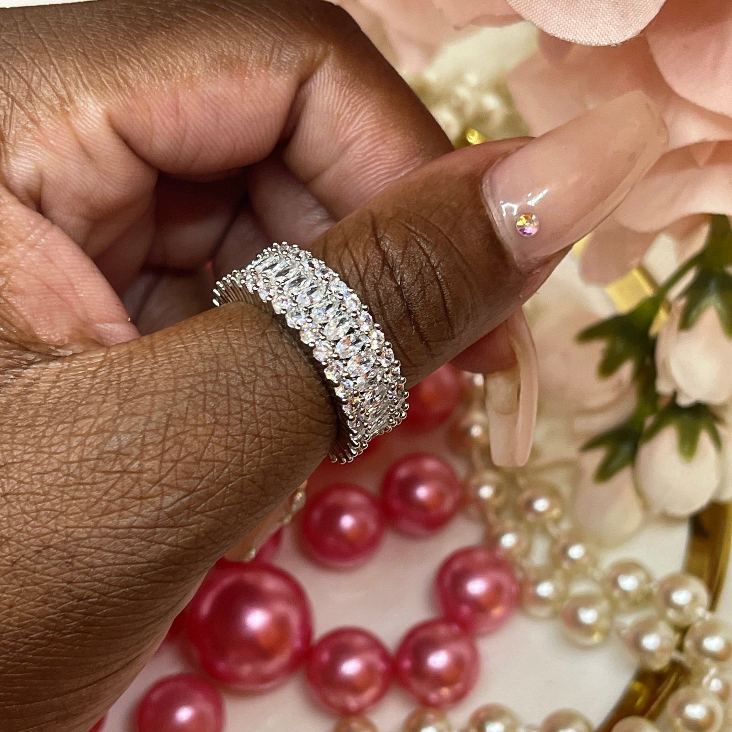 Cubic Zirconia Band Ring.