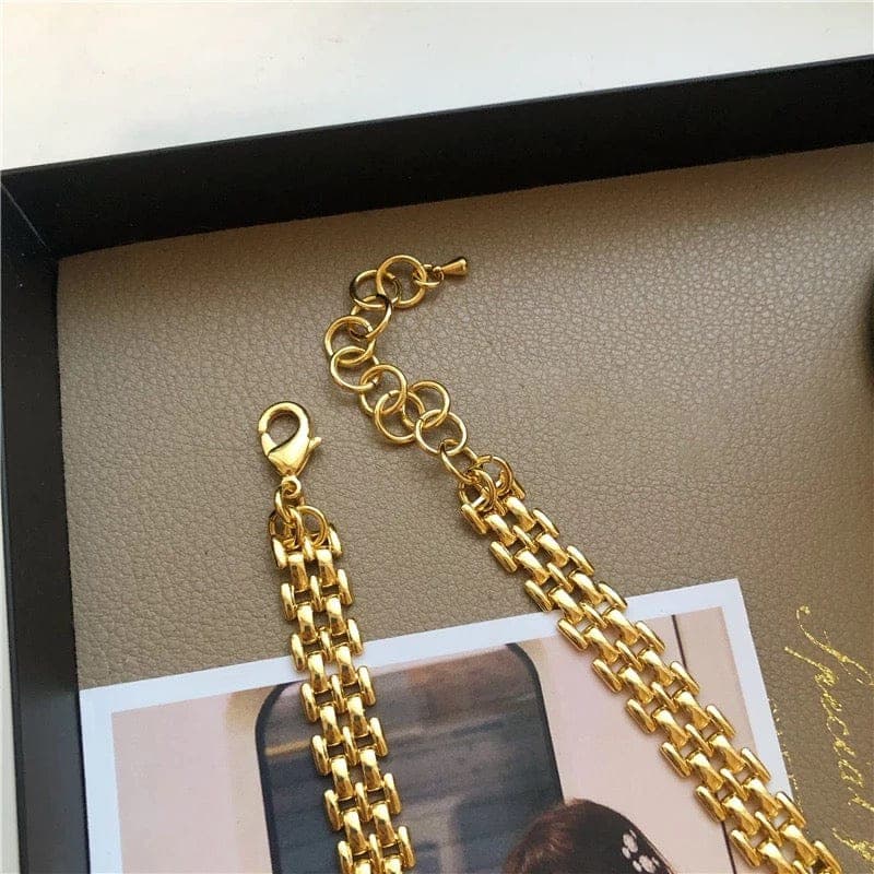 Hollow Watch Band Necklace and Bracelet Set