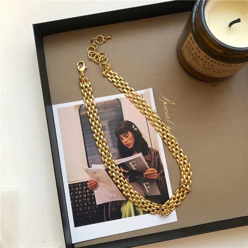 Hollow Watch Band Necklace and Bracelet Set