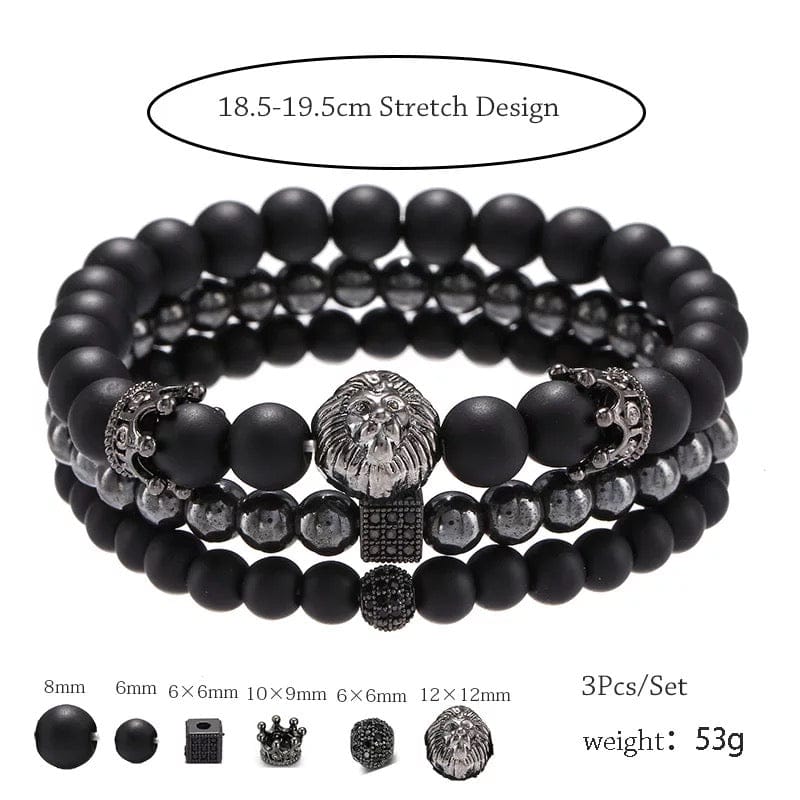 Men's 3 pc Beaded Bracelet Set