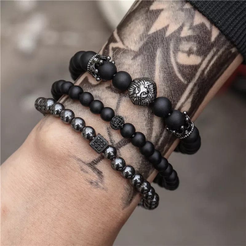 Men's 3 pc Beaded Bracelet Set