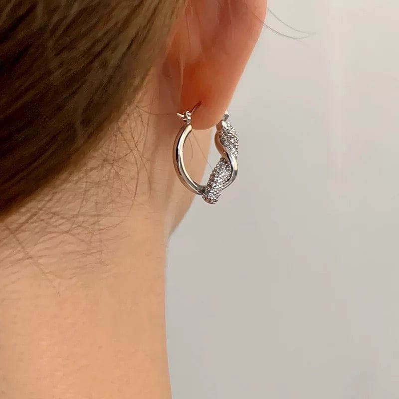 Cubic Zirconia Twisted Hoop Earrings