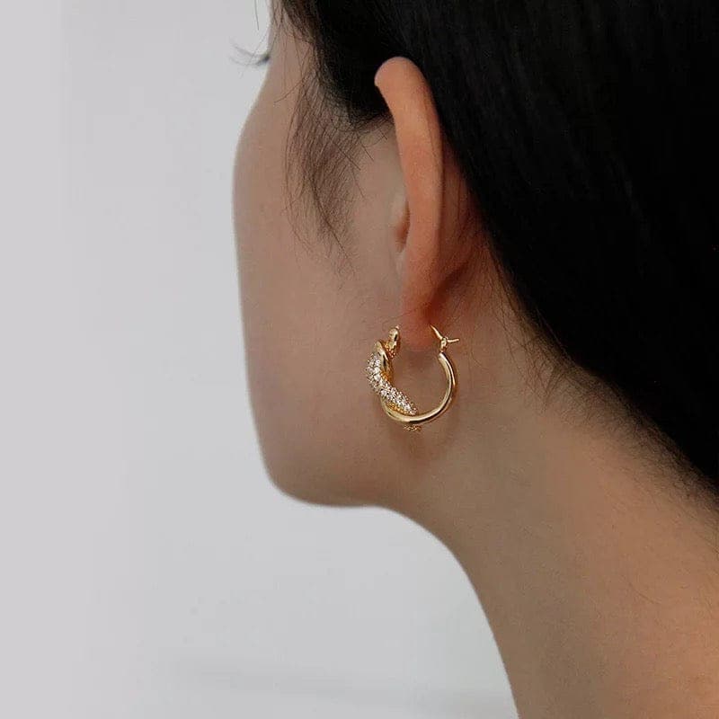 Cubic Zirconia Twisted Hoop Earrings