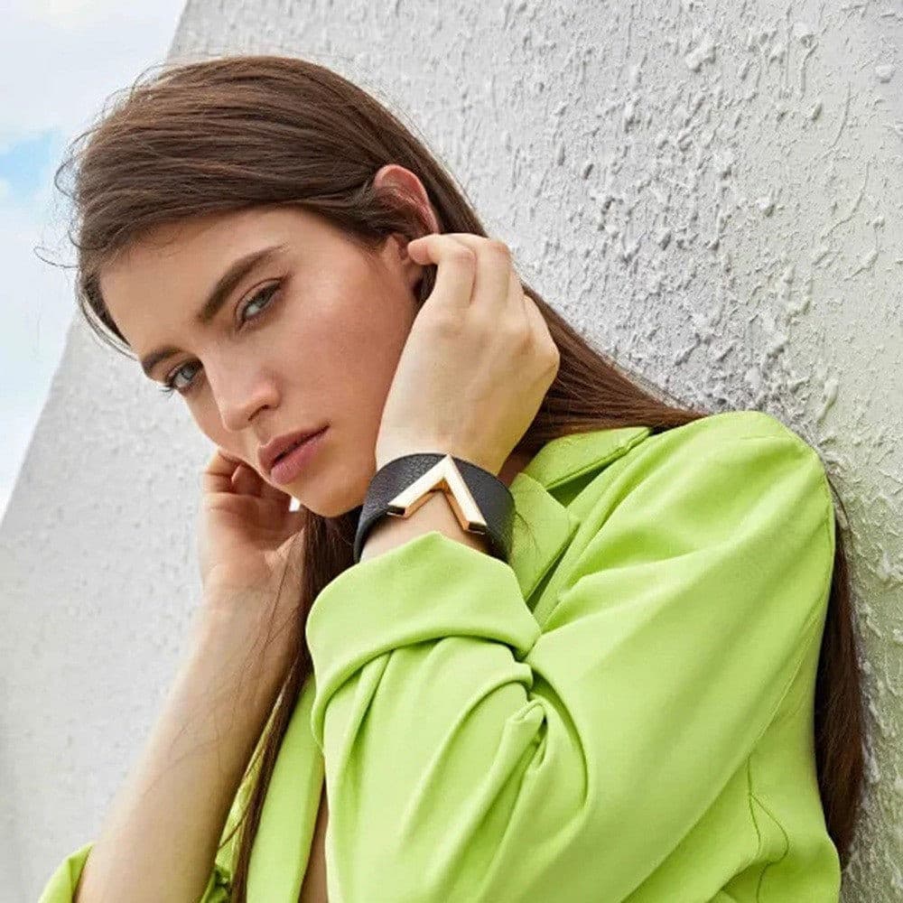 V Shape Leather Bracelets.