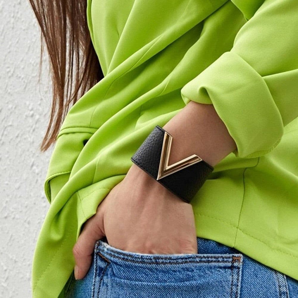 V Shape Leather Bracelets.