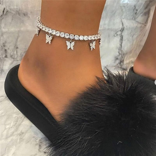 Tennis Chain  Butterfly Anklet.