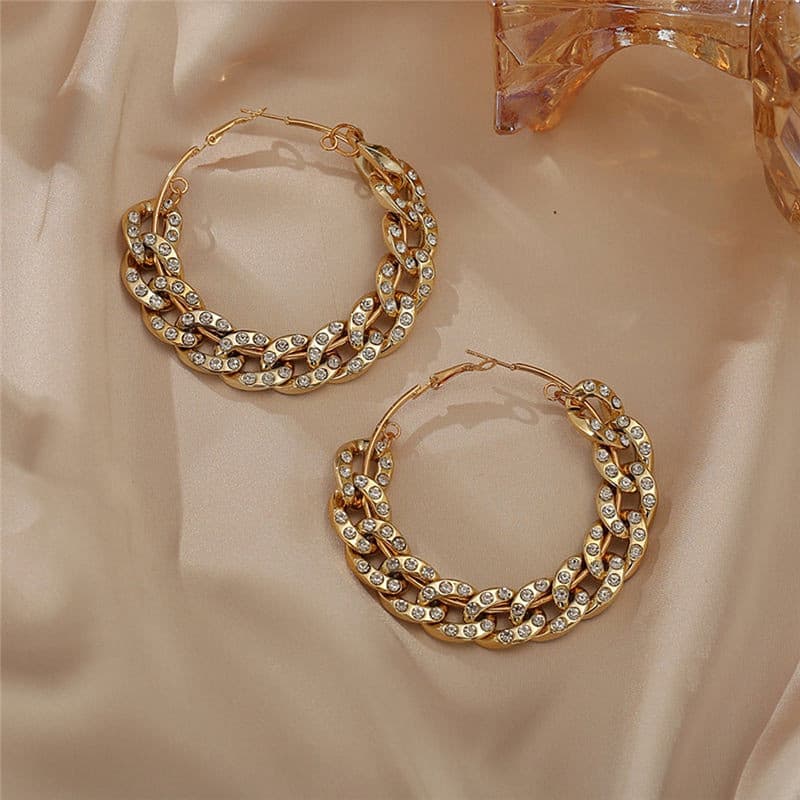 Cuban link hot sale hoop earrings