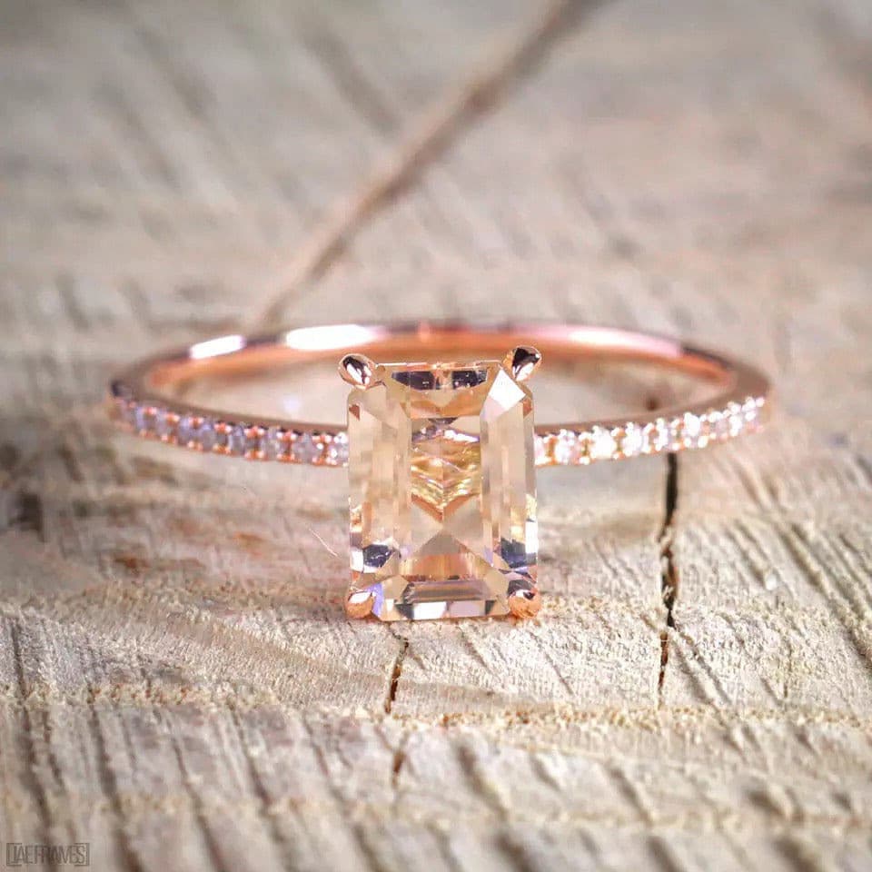 Rose Gold Princess Cut Ring Set.