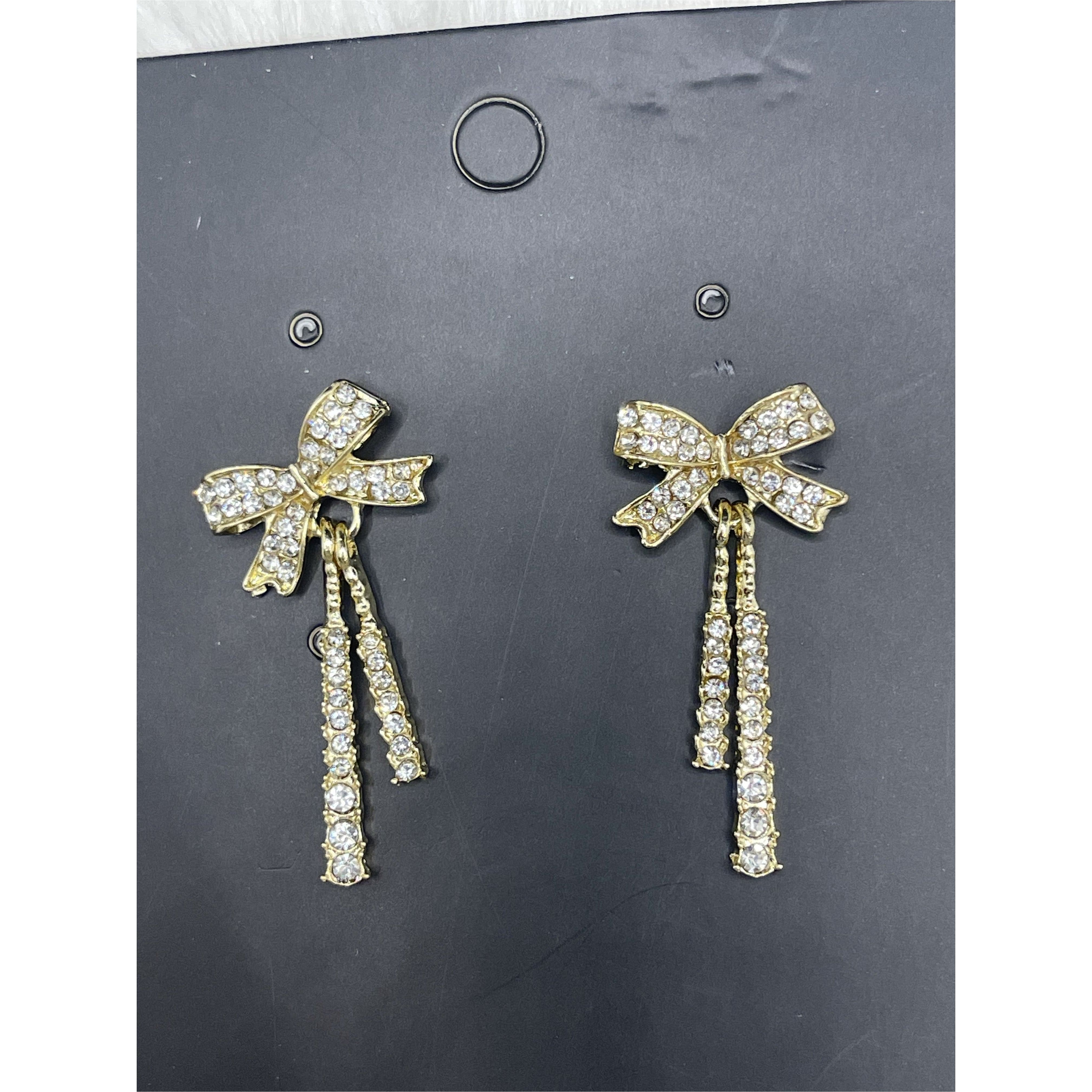 Crystal hot sale bow earrings