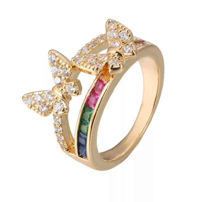 Colorful CZ Butterfly Ring.